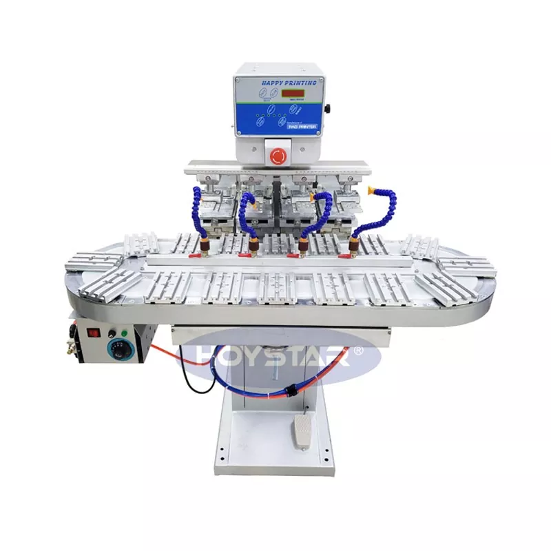 Máy in Pad bốn màu cỡ lớn có băng tải